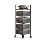 Générique Panier Rotatif De Rangement Multicouche,étagère À Légumes Rotative Carrée avec roulettes,Organisateur De Rangement De Salle De Bain,for Pommes De Terre, Oignons(Black,4 Tiers)