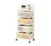 Générique Panier Rotatif De Rangement Multicouche, Étagère Carrée Rotative for Fruits Et Légumes, Étagère De Salle De Bain avec roulettes, for Cuisine, Salle De Bain(White,5 Tiers)