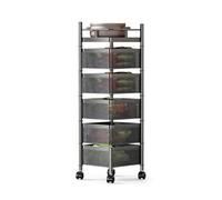 Générique Panier Rotatif De Rangement Multicouche, Étagère Carrée Rotative for Fruits Et Légumes, Étagère De Salle De Bain avec roulettes, for Cuisine, Salle De Bain(Black,5 Tiers)