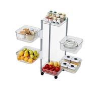 Générique Panier Rotatif De Rangement Réglable en Hauteur,étagère Rotative for Fruits Et Légumes,étagère De Salle De Bain Carrée avec roulettes,for Chambre À Coucher(6 Tiers)