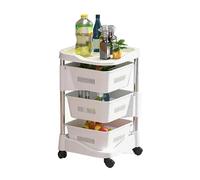 Générique Panier Rotatif De Rangement sur Pied, Étagère De Salle De Bain avec roulettes, Étagère Rotative en Plastique for Fruits Et Légumes, for Épicerie, Maïs, Oignon(White,3 Tiers)