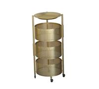 Générique Panier Rotatif De Rangement Ventilé, Étagère Rotative for Fruits Et Légumes, Étagère De Salle De Bain avec roulettes, for Cuisine, Salon, Chambre À Coucher(Gold,3 Tiers)