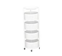 Générique Panier Rotatif De Rangement Ventilé, Étagère Rotative for Fruits Et Légumes, Étagère De Salle De Bain avec roulettes, for Cuisine, Salon, Chambre À Coucher(White,4 Tiers)