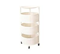Générique Panier Rotatif De Rangement Ventilé, Étagère Rotative for Fruits Et Légumes, Étagère De Salle De Bain avec roulettes, for Cuisine, Salon, Chambre À Coucher(White,3 Tiers)