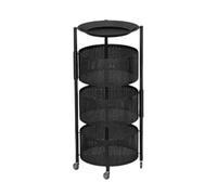 Générique Panier Rotatif De Rangement Ventilé, Étagère Rotative for Fruits Et Légumes, Étagère De Salle De Bain avec roulettes, for Cuisine, Salon, Chambre À Coucher(Black,3 Tiers)