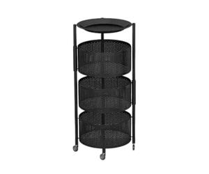 Générique Panier Rotatif De Rangement Ventilé, Étagère Rotative for Fruits Et Légumes, Étagère De Salle De Bain avec roulettes, for Cuisine, Salon, Chambre À Coucher(Black,3 Tiers)