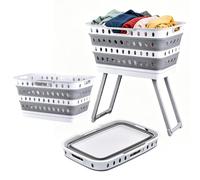 Générique Paniers à linge - Large organisateur pliable avec support,Chariot De Rangement Pour Linge - Pour Salle De Bain Chambre Chambre Enfant Camping-car Extérieur Hôtellerie Appartement