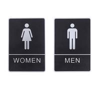 Générique Panneau D'affichage Guide Clients vers Toilettes Hommes et Femmes en Abs Noir 2 Pièces des Toilettes Étanche et Réutilisable, pour Meubles en Verre pour