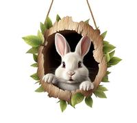 Générique Panneau de Porte avec Trou de Lapin de Pâques Décor en Bois Pâques Panneau de Porte Pâques Decoration à Suspendre Pâques Décorations Maison pour Festive et Entrée de Fête 30x30cm (D)