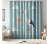 Générique Panneau de Rideau Occultant Moderne 140 x 180 CM Lot de 2 Bleu Rideaux pour Salon Anti-Bruit Idéal pour Chambre et Rideaux Occultant avec Motifs Dessin animé Animal Oiseau Contemporains