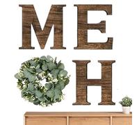 Générique Panneau Décoratif Maison | Panneau Bois Mur Décoration - Décoration Rustique avec Couronne d'Eucalyptus Artificiel pour Salon Cuisine Entrée Cadeau Maison Mariage Fête