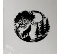 Générique Panneau mural en métal de loup, sculpture de loups en métal,Art murall du hurlant | Art de paysage, décoration murales créative de la faune artistique pour la décoration intérieure/exté