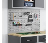 Générique Panneaux perforés 2 pcs avec 8 Accessoires Gris 50x60 cm Acier,Organisation & Rangement d'outils,4.1KG-4103481