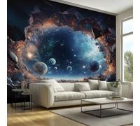 Générique Panoramique Murale 400x280 cm Univers Espace Papier Peint, Ciel Étoilé Planète Terre Poster Murale, Muraux Photo 3D Fond Effet, pour Salon Chambre