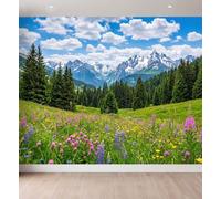 Générique Panoramique Murale Prairie Fleur Sauvage Vallée Papier Peint | Paysage Pastorale Papier Peint Mural, 150 x 105 cm Poster Murale Intissé Muraux Photo 3D Fond Effet pour Salon Chambre