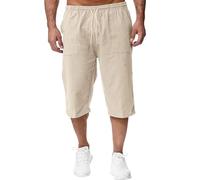 Générique Pantacourt Été Léger Court Short d'entraînement pour Homme Longueur 3/4 Cordon Serrage Taille avec 24 Poches Taille élastique pour l'été Boardshort Grande Taille Décontractés Jeunes