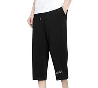 Générique Pantacourt Homme Leger Ete Pantalon Coupe Droite Pantalons Légère Pant Minimaliste Vêtement Basique Pants Noir 5XL