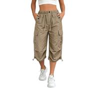 Générique Pantacourt Randonnée Femme Pantalon Cargo d'extérieur Léger et Respirant Pantacourt Cargo 3/4 d’été Séchage Rapide avec Poche S-2XL