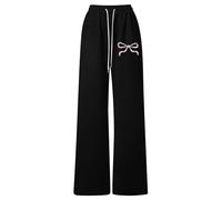Générique Pantalon Ado Fille Pantalon de Jogging décontracté et léger à Cordon de Serrage pour Fille,Coupe Ample,Coupe Droite,pour Le Jeu et Le Confort Quotidien(Black,150)