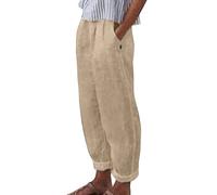 Générique Pantalon Ample Coton Lin Femme Pantalon Baggy Taille Élastique Long Pants Pantalon D'été Décontracté Couleur Unie Chic Pantalon Large Sport Jogging Hippie Yoga Plage 2024