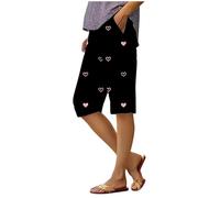 Générique Pantalon Ample élégant pour Femme avec imprimé Court et Coupe Quatre Quartiers pour Un Style décontracté Confortable et Tendance (Black, M)