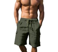 Générique Pantalon Ample en Coton et Lin pour Hommes, Pantalon décontracté de Couleur Unie, avec Poches la Printemps et été Portefeuille Homme Compact (Green, XL)