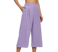 Générique Pantalon Capri Femme avec Poches Taille Haute Jambes Larges Longueur Courte Taille Confort Coupe Décontractée Ville Vacances pour Ville Promenade Et W nd