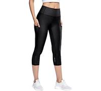 Générique Pantalon Capri Femme - Pantalon Capri Femme Maigre Taille Haute Stretch Taille Haute Yoga Fitness Capri Leggings Courts Leggings Jegging Collants Noirs