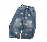 Générique Pantalon Cargo Fille Jean Droit en Denim pour Filles,Pantalon Classique décontracté et Confortable,Extensible,idéal pour Jouer et Aller à l'école.
