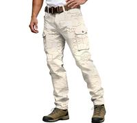 Générique Pantalon Cargo Homme à Poches Multiples Coupe ajustée idéal Travail extérieur et Sorties urbaines décontractées imprimé résistant Confortable Quatre Saisons (Beige, XXL)
