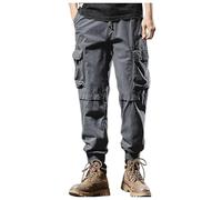 Générique Pantalon Cargo Homme Automne à Poches Zippées Pantalon Décontracté à Cordon de Serrage Style Rétro pour Look Urbain et Activités Extérieures(Grey, 32)