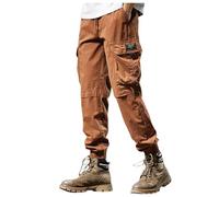 Générique Pantalon Cargo Homme Automne à Poches Zippées Pantalon Décontracté à Cordon de Serrage Style Rétro pour Look Urbain et Activités Extérieures(Red, 32)