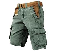 Générique Pantalon Cargo Homme Bermuda Short Baggy Travail avec Élastique À La Taille Camouflage De Treillis Militaire Pantacourt Été Vêtements Shorts Et Bermudas Long Tactique Grande,Vert-a,M