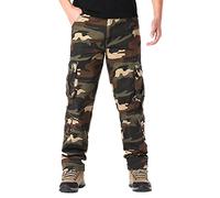 Générique Pantalon Cargo Homme Coton - Pantalon De Travail pour Homme Mens Fashion Casual Camouflage Pocket Zipper Buckle Male Cargo Pants Outdoor Pants Tooling Pants (Khaki S)