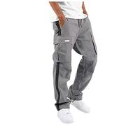 Générique Pantalon Cargo Homme Militaire Jogging Baggy Vêtements de Sport pour Elastique Stretch Baggy de Chantier avec Cordon Coulissant Extensible Pantalon Peintre Homme Gris 3XL