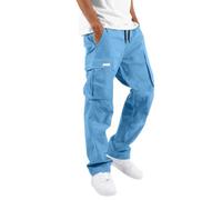 Générique Pantalon Cargo Homme Multi Poches Taille Cordon Coupe Droite