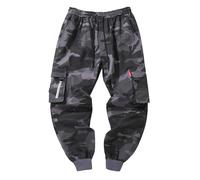 Générique Pantalon Cargo Homme - Salopette Grande Taille pour Hommes Printemps et Automne Mode Masculine Sport décontracté Pantalon Ample à Neuf Points vêtements pour étudiants forts (Grey XXXL)