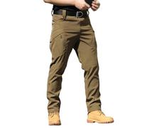 Générique Pantalon Cargo Homme Tactique Multi Poches Combat Imperméable Mince Zippé Extensible Treillis Militaire pour Chantier Randonnée Tenue Stretch décontracté Pantalon Homme,Brun,XL