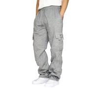 Générique Pantalon Cargo Homme Travail Bas Survetement Pantalons de Sport Polaire de Travail avec Cordon Coulissant Pantalon Large Vêtements de Running Bas Jogging Homme Gris Clair M