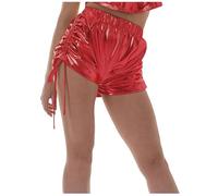 Générique Pantalon Casual Femme Taille Haute avec Cordon Serrage Robe Performance en Simili Cuir Couleur Unie (RD1, XXL)