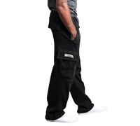 Générique Pantalon Classique Homme Jogging Large avec Cordon Coulissant Bas de Survêtement Pantalon Cargo Japonais de Chantier Classique Peche Décontracté Vetement Homme Hiver Noir 4XL