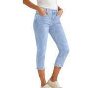 Générique Pantalon Corsaire Femme Jean Stretch 3/4 Confort Capri Jeans 7/8 Taille Haute Elastique Coupe Mom Corsaire Femme Été Jean Jeggings en Denim Décontracté Capri Pants