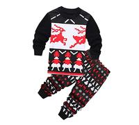 Générique Pantalon Coton Enfant Thème Noël Père Idéal Dormir Doux Confortable Nuit Fêtes Famille Garçon Fille Nouveau (Black, 3-4 Years)