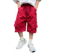 Générique Pantalon Court Cargo Ado Garçon Short Enfant Coton sport solide printemps té Léger et respirant Elastique Ceinture Bermuda Pour le quotidien l'école