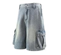 Générique Pantalon Court Homme,Jean Cinq Points Ample DéContracté, DéLavé, avec Grandes Poches, IdéAl pour Le Travail (Blue, XXL)