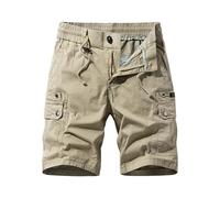Générique Pantalon Court Homme,Short DéContracté, Confortable, Taille éLastique, Jambe Droite, pour L'ExtéRieur, La Marche, La Maison, La DéTente, L'éTé, LéGer, Respirant, avec Poches (Khaki, 36)