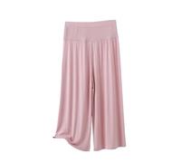 Générique Pantalon Court Large Femme Taille Haute Élastique, Pantalon Palazzo 3/4 Fluide Doux, pour Détente à Domicile et Sorties Estivales