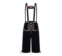Générique Pantalon Court Traditionnel Homme,Lederhose Oktoberfest avec Bavoir Détachable,Costume Bavarois Homme,Brodé, Matière Flanelle,Marron/Noir, Tenue Tyrolienne,Deguisement Halloween Adulte