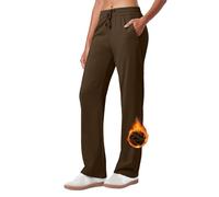 Générique Pantalon de Confortable Droit Long Femme 2025 Élastique Taille Haute Ample à Jambes Loisirs Doublé de Polaire Pantalon d'extérieur Comfort Everyday Automne Hiver Jogging Pantalons