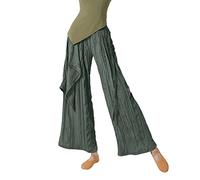 Générique Pantalon de Danse Contemporaine Femme Coupe Large avec Plis Taille Haute pour Pratique Artistique et Confortable Women's Contemporary Dance Pants(Green, XL)